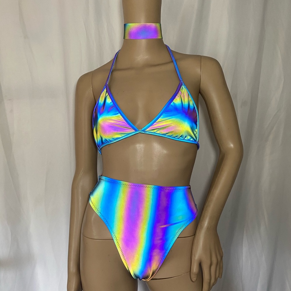 Two piece Rainbow and Reflective bikini - Picture 6 of 9